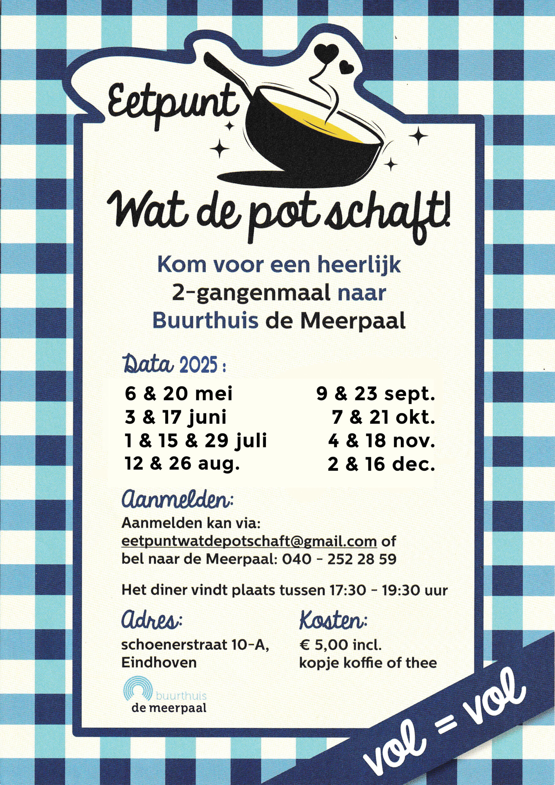 Eetpunt: Wat de pot schaft! agenda 2025 buurthuis de meerpaal eindhoven