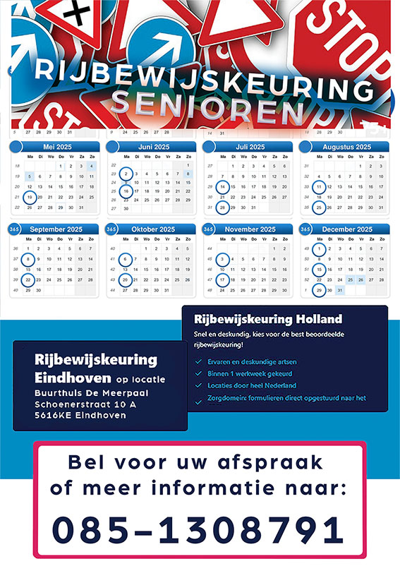 Rijbewijskeuring voor Senioren 75+ , Meerpaal in Eindhoven